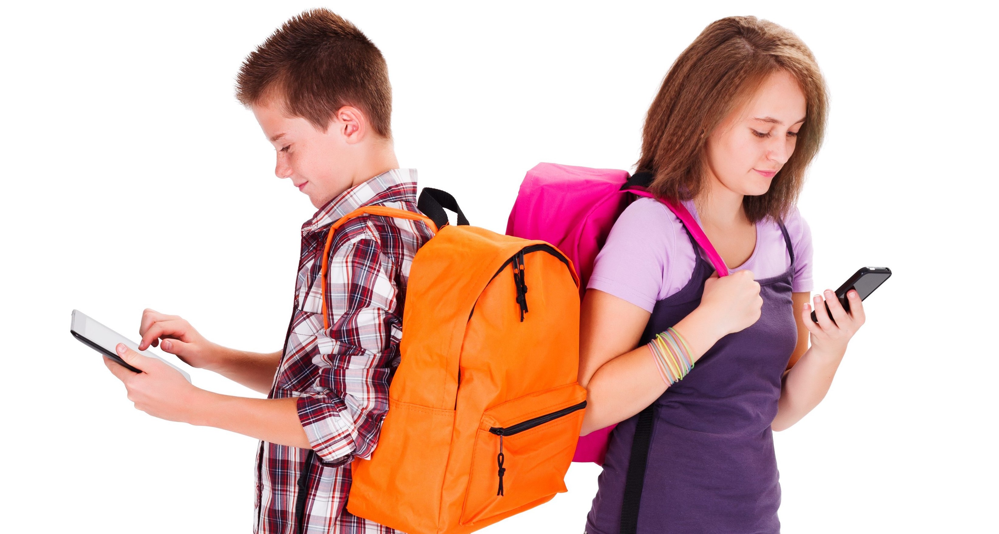 Kids back to school with tablet and smartphone